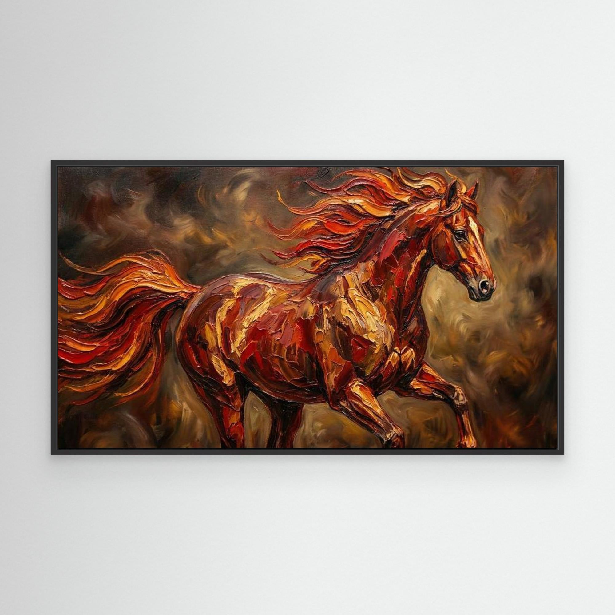 Fire Horse Chinese New Year Canvas Print for Lounge - Framed Pop Art