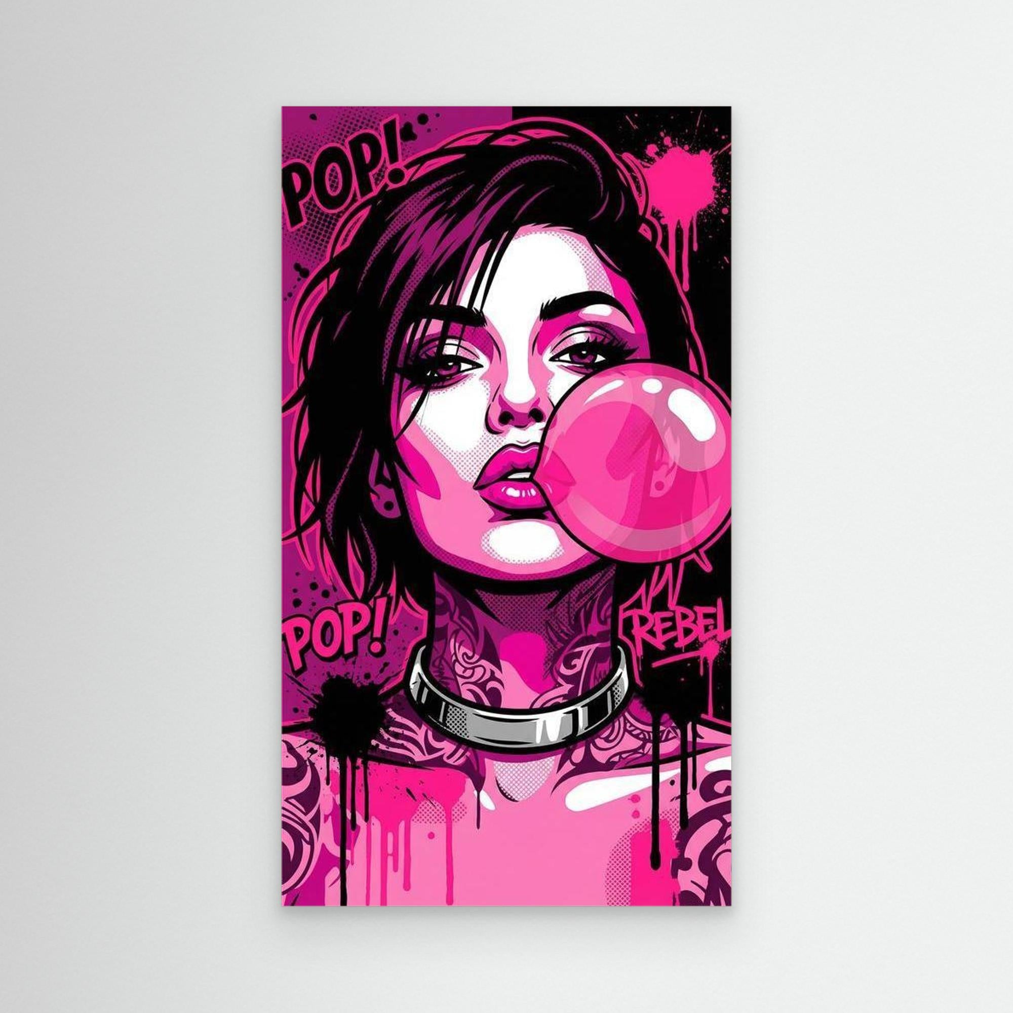 Pink Pop Art Rebel Woman Canvas Print | Modern Wall Art - Framed Pop Art