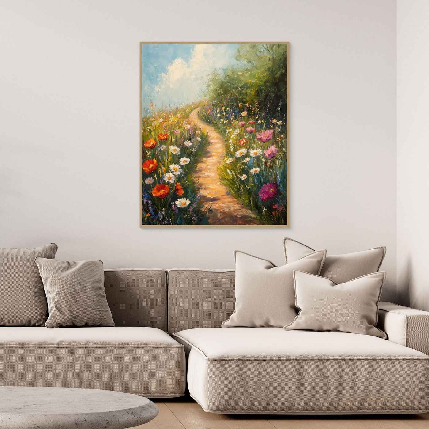Colorful Wildflower Path Canvas Art | Impressionist Nursery Decor