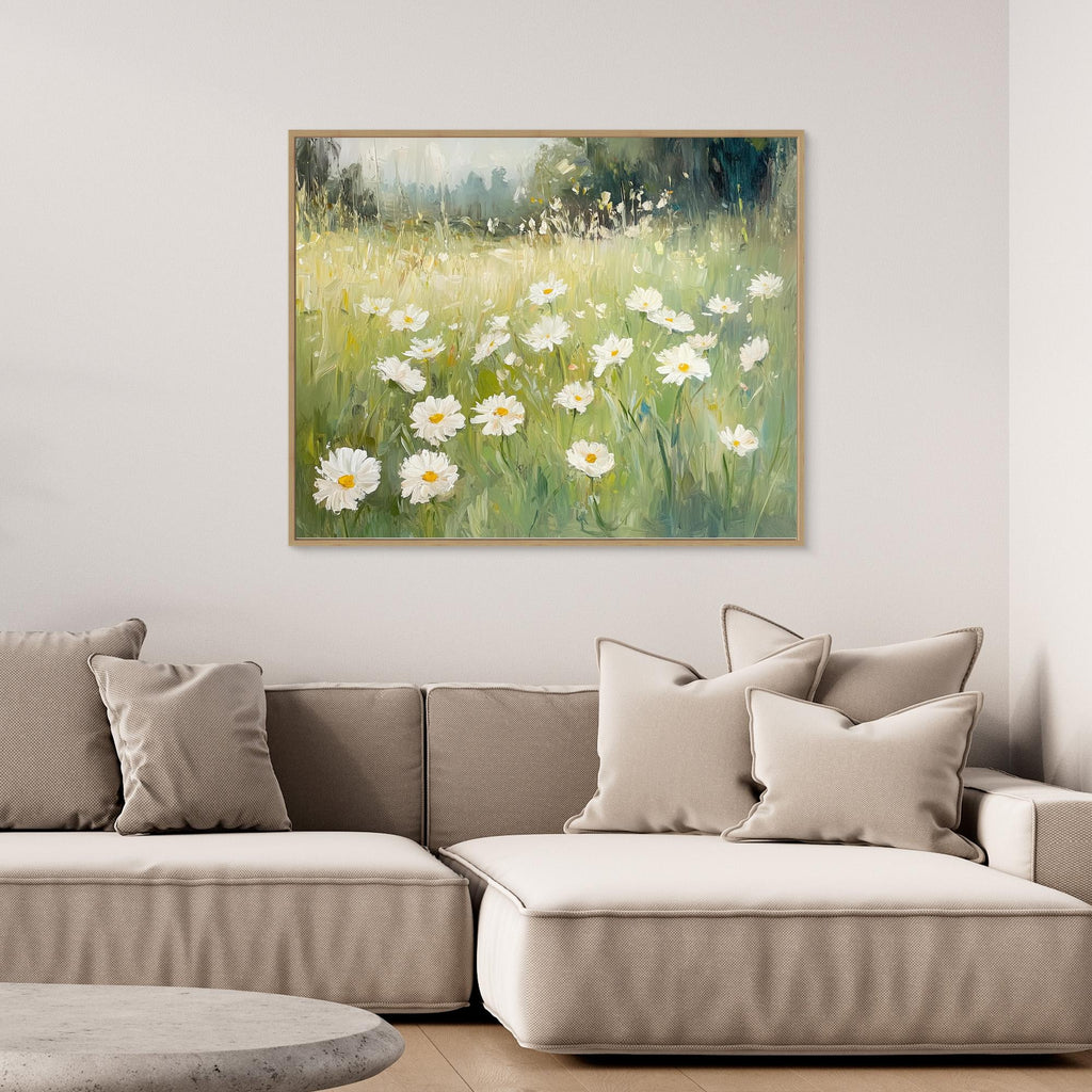 Hallway Wall Art – Wildflower Meadow Daisy Canvas Print - Framed Pop Art