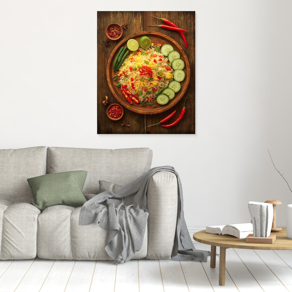 Spicy Lime Fried Rice Rustic Kitchen Canvas Art Print - Framed Pop Art