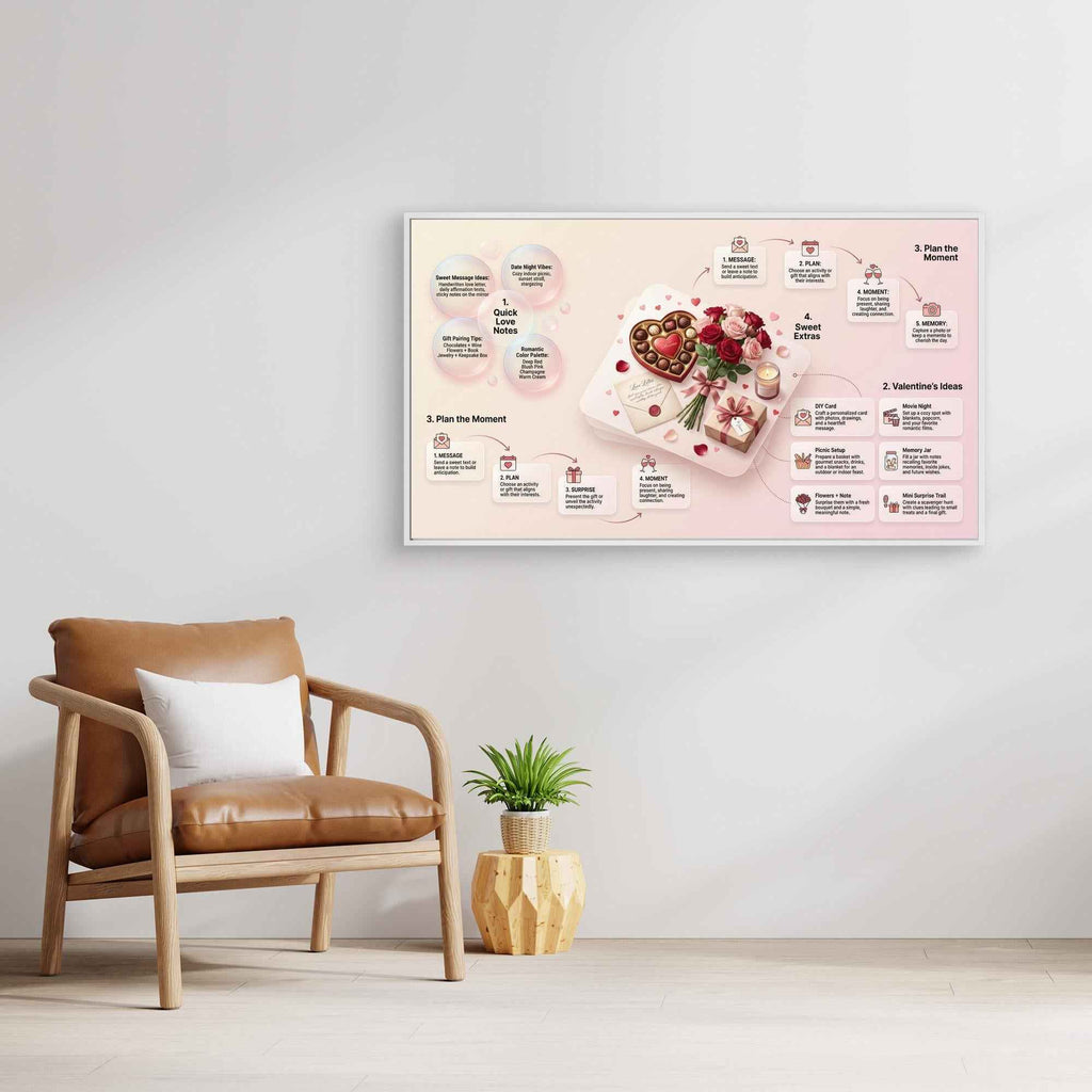 Valentine's Date Night Wall Art Framed Canvas Guide - Framed Pop Art