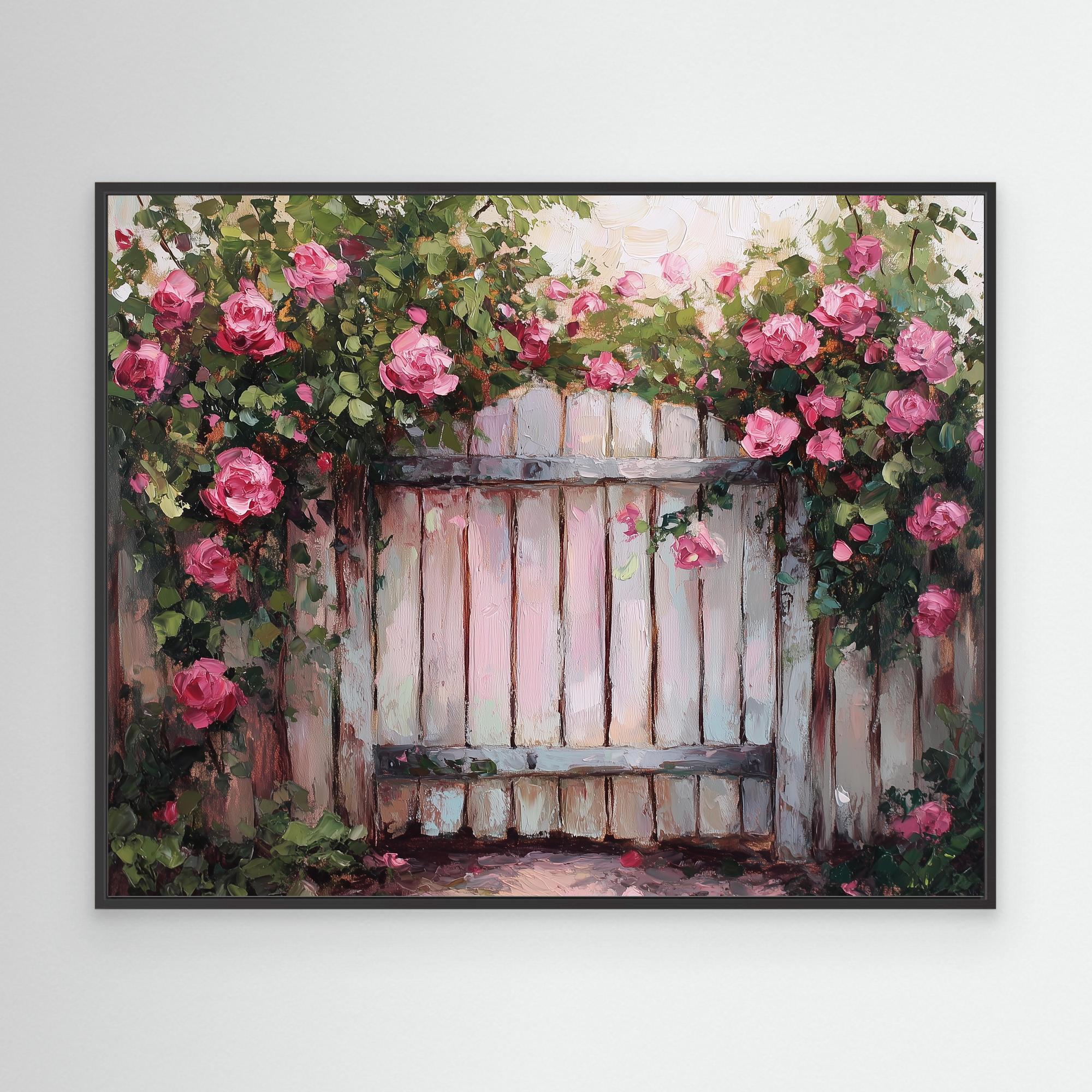 Hallway Wall Art – Pink Rose Garden Canvas Print - Framed Pop Art
