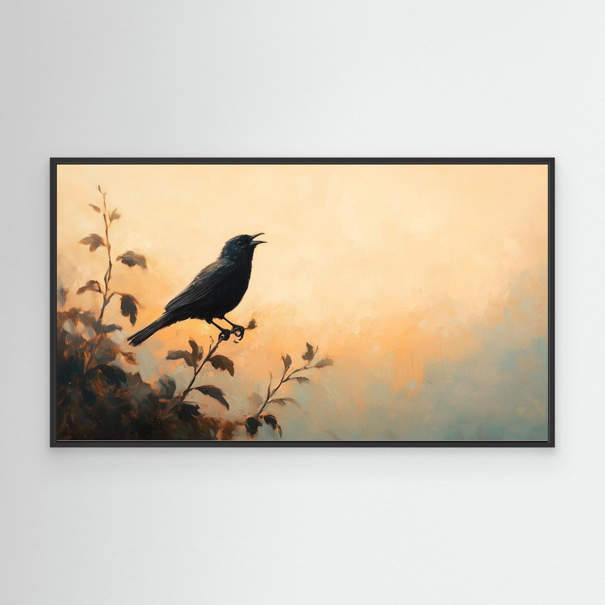 Songbird at Dawn Framed Canvas Print | Nature Wall Art
