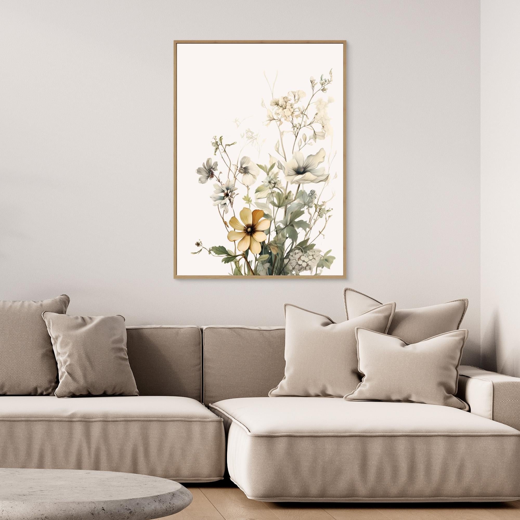 Vintage Floral Meadow Wall Art | Scandi Style Nursery Decor - Framed Pop Art