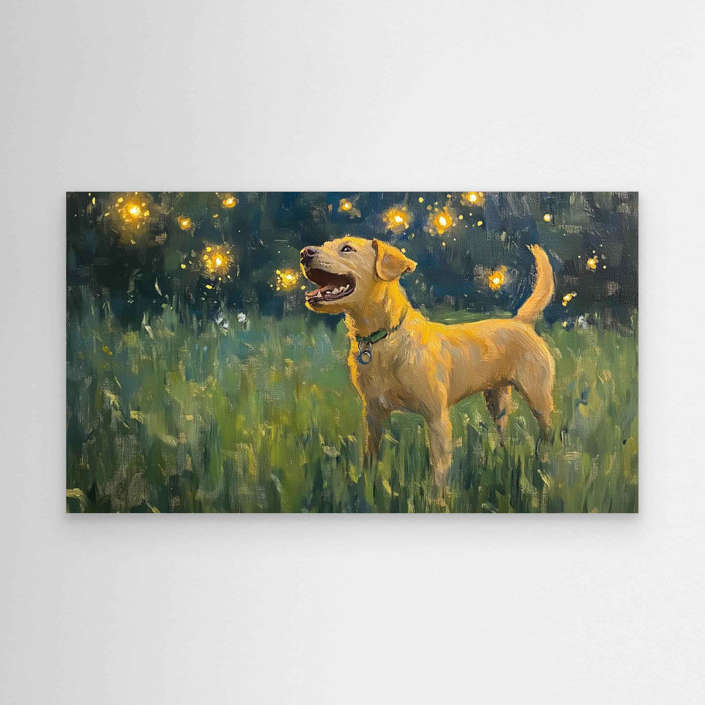 Yellow Labrador Fireflies Nursery Wall Art | Dog Gift UK