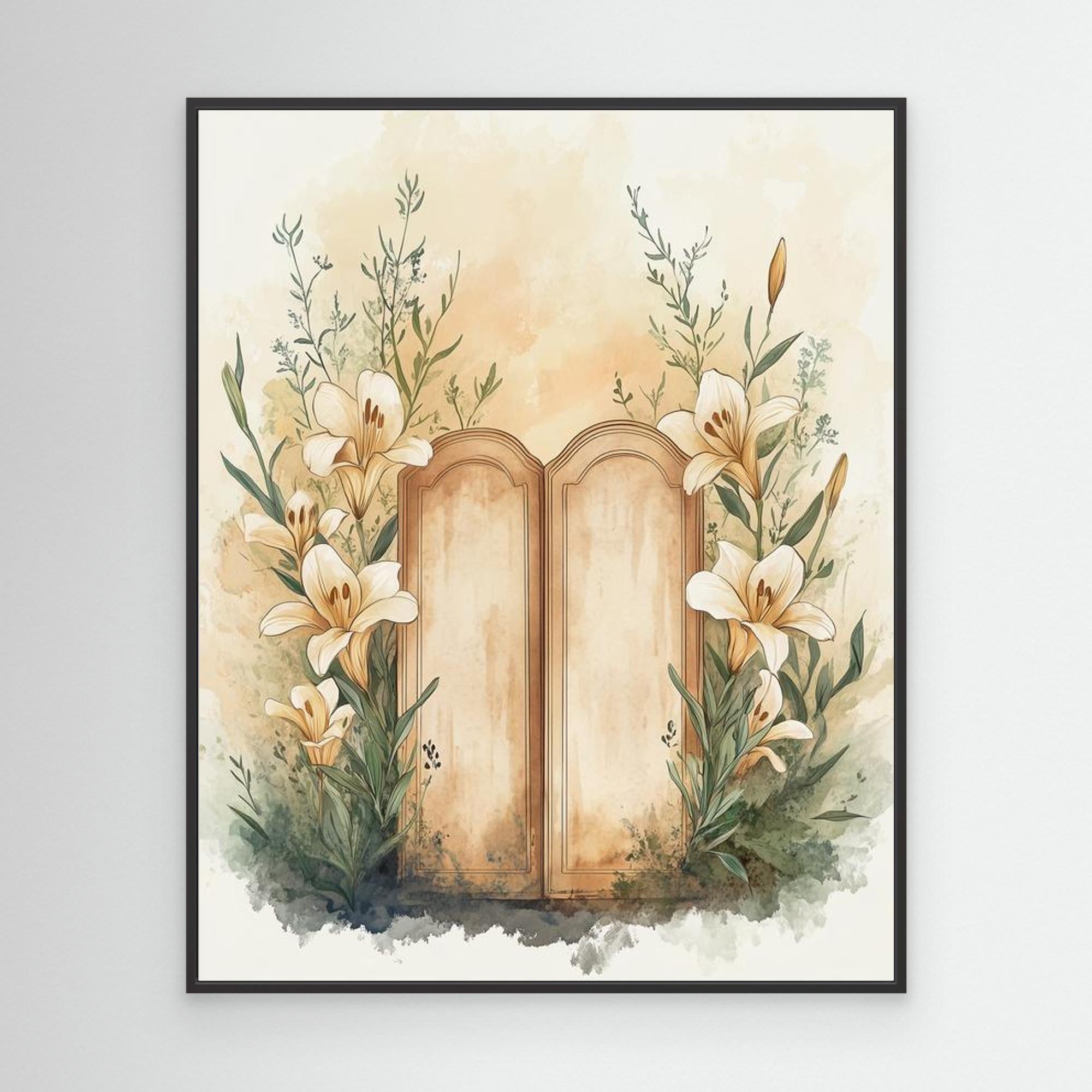 Vintage Lily & Arched Doorway Canvas Wall Art | UK Made