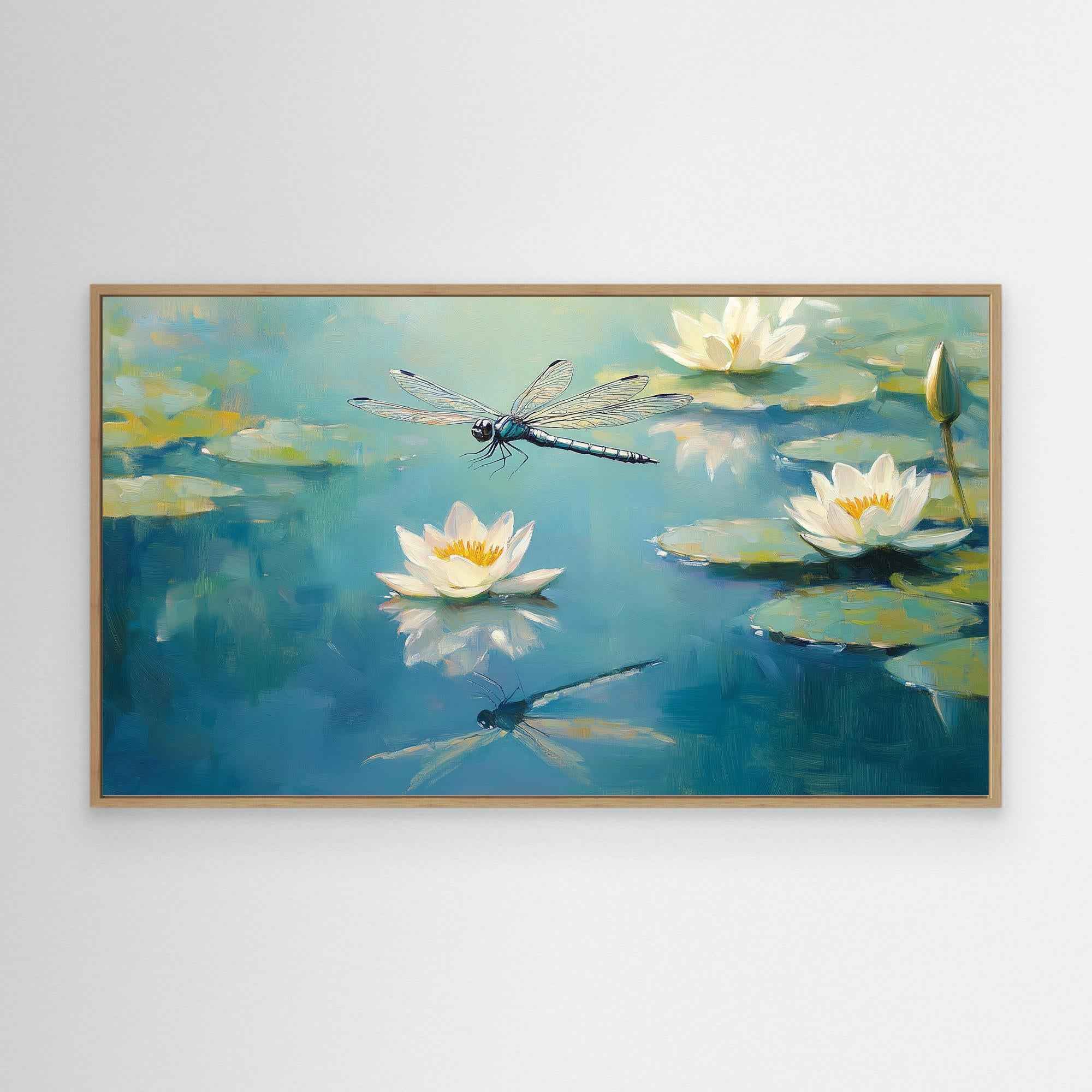 Dragonfly Pond Canvas Print | Bright Spa Wall Decor
