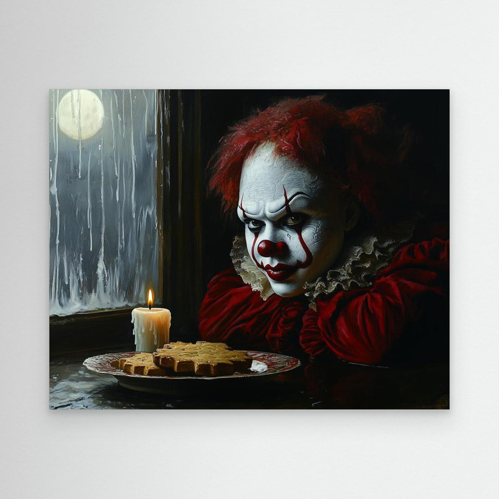 Creepy Clown Horror Canvas Wall Art Print for Night Owls - Framed Pop Art