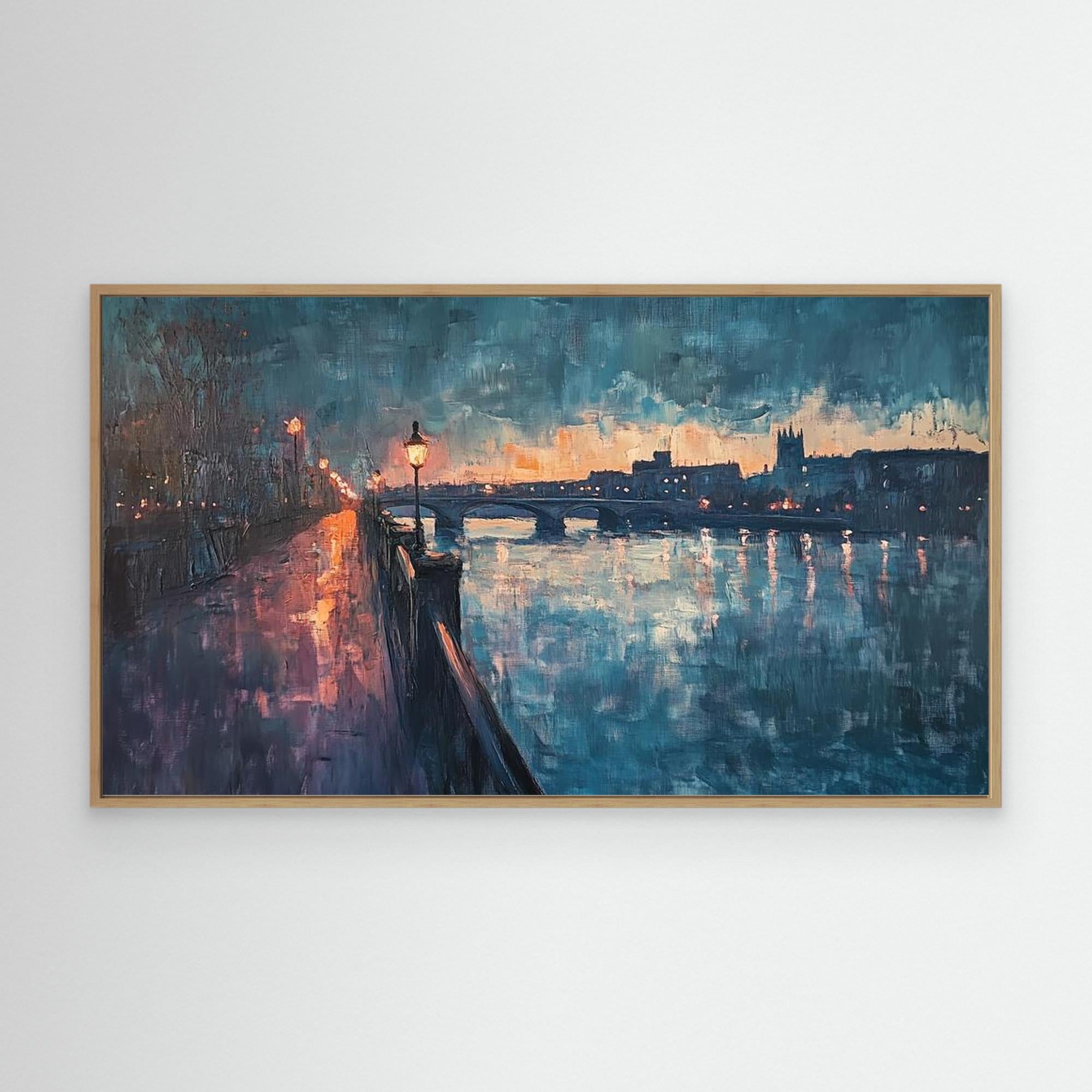 Maidstone Riverfront & Bridges Evening Canvas Print