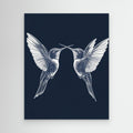 Navy Blue Hummingbird Wall Art | Modern Nature Nursery Decor - Framed Pop Art