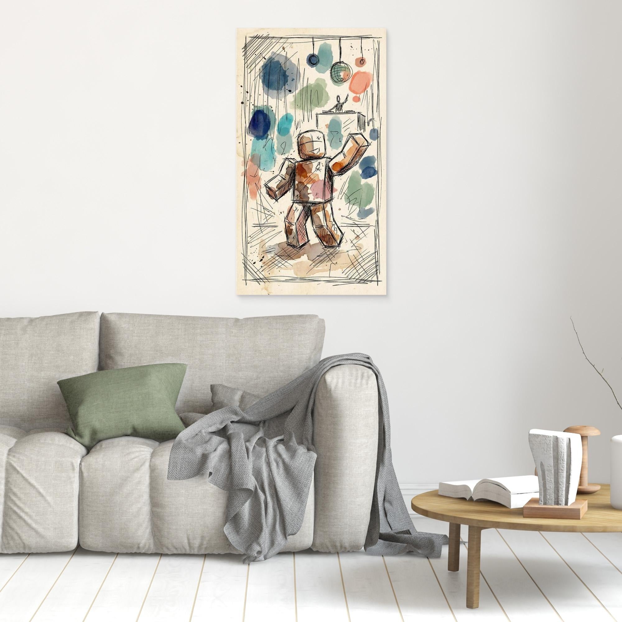 Roblox DJ Party Art | Block Character Canvas Wall Art - Framed Pop Art