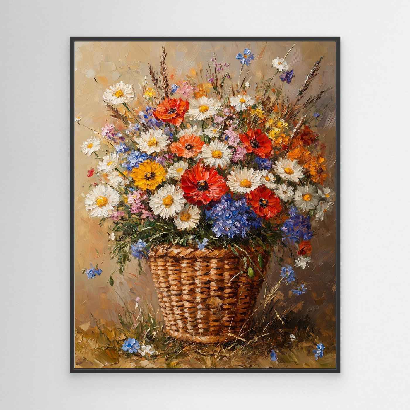 Wildflower Canvas Wall Art | Floral Basket Decor | Nursery Art