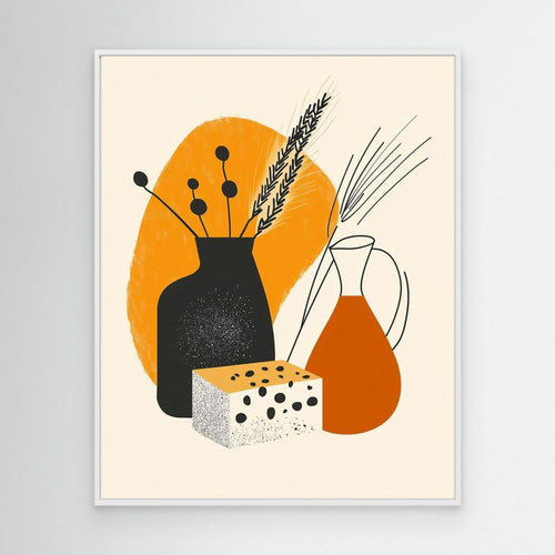 Abstract Still Life Wall Art | Mid-Century Modern Print - Framed Pop Art