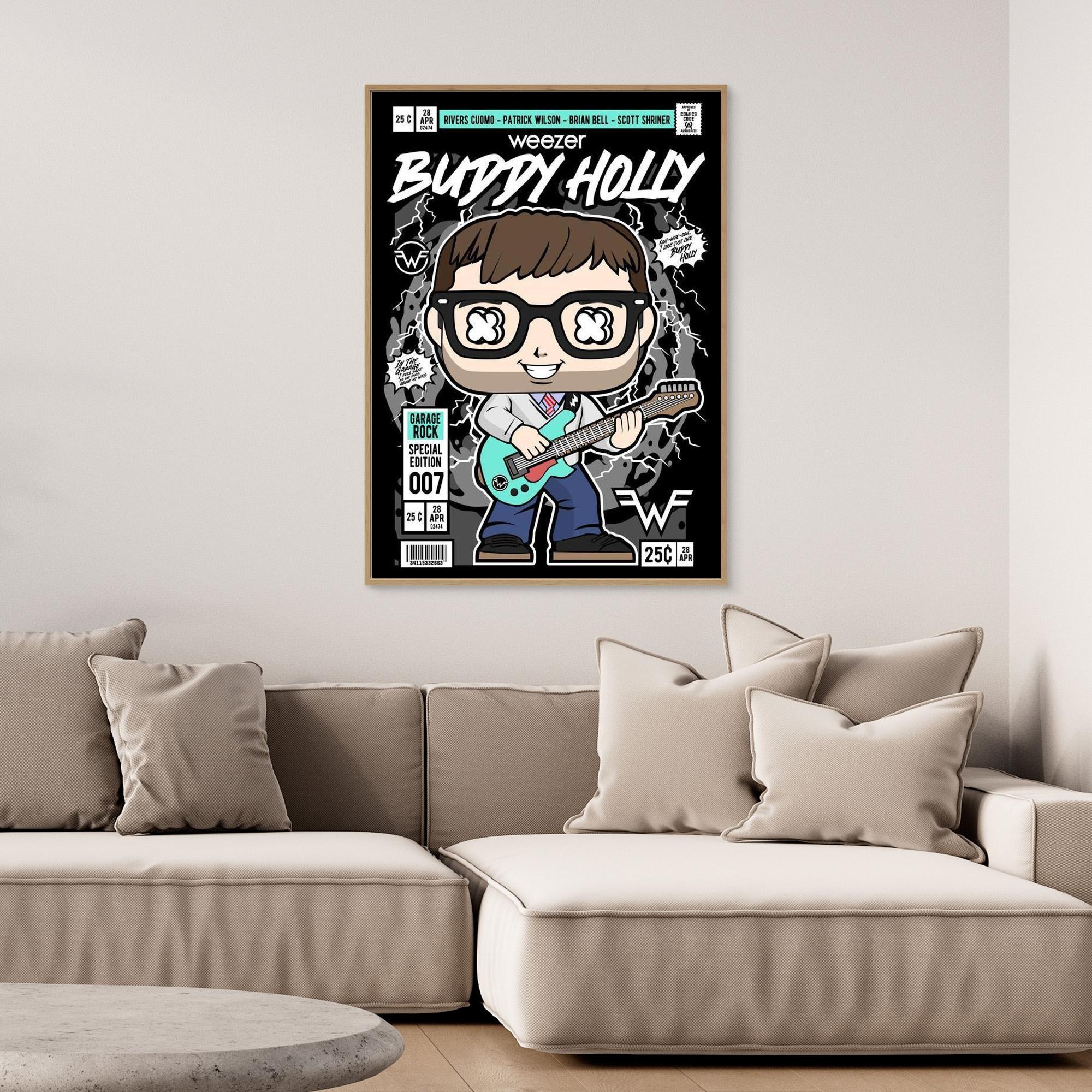 Weezer Buddy Holly Comic Art Print | Music Decor for Office - Framed Pop Art