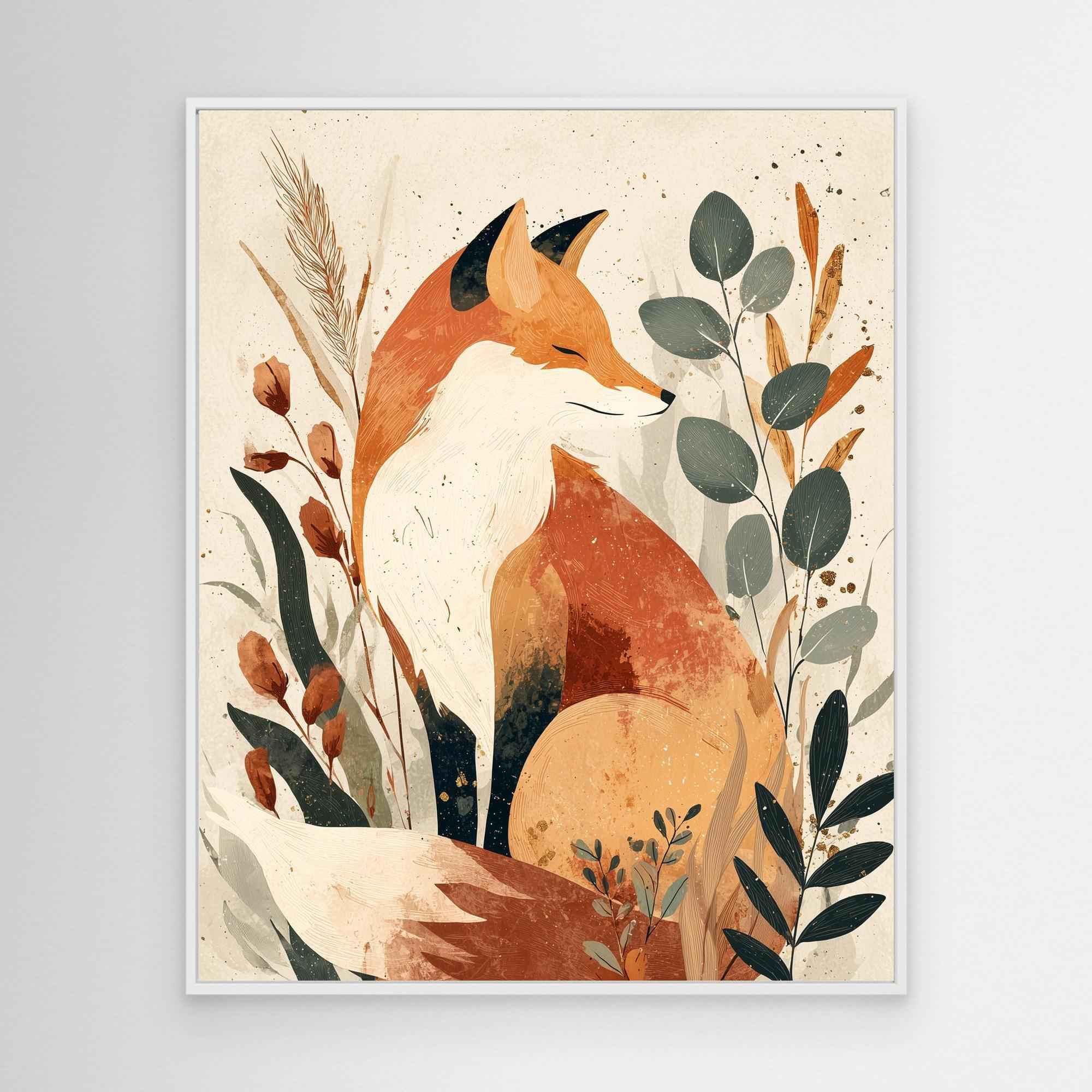 Serene Fox Woodland Canvas Art - Framed Pop Art