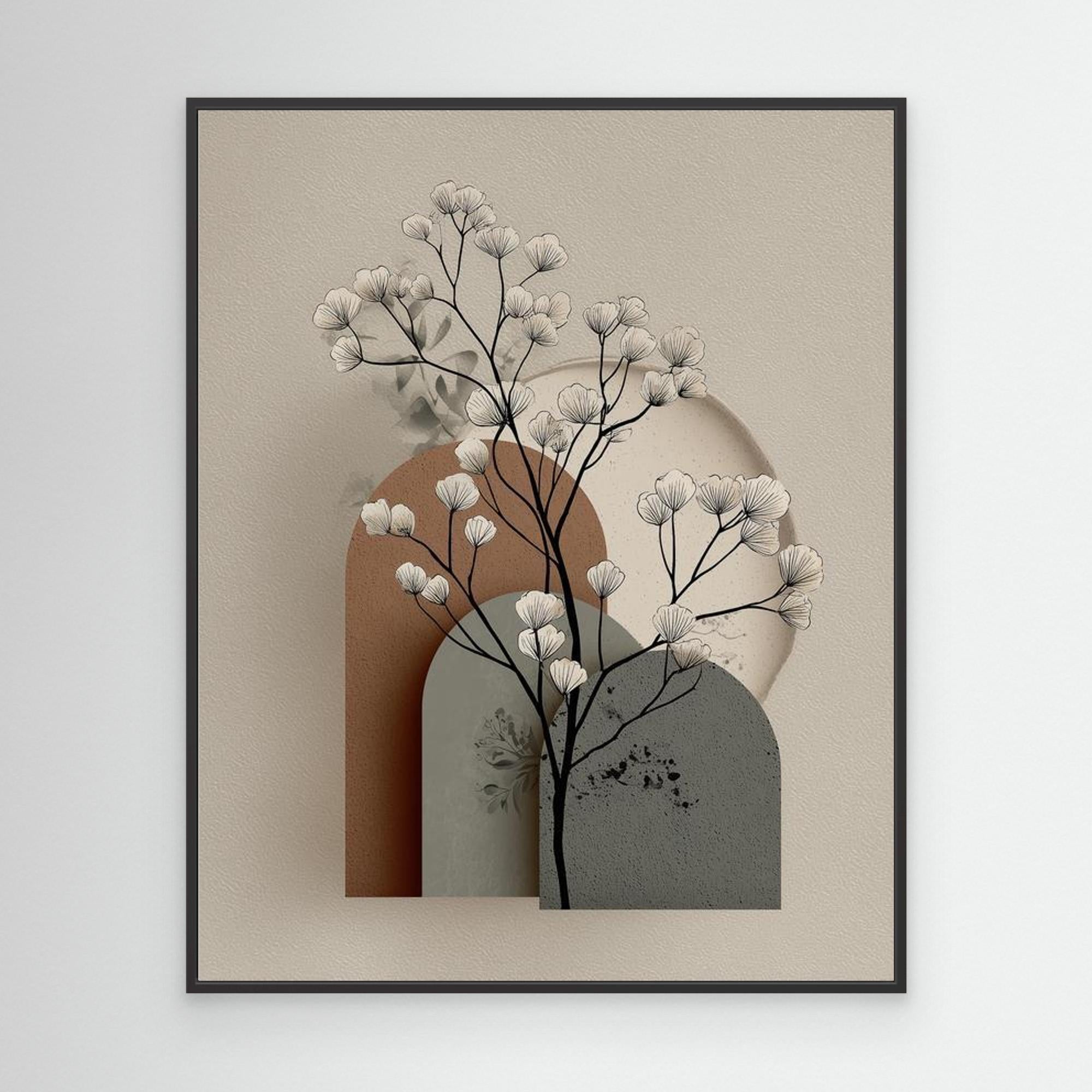 Minimalist Botanical Arch Framed Canvas Wall Art