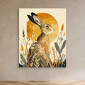 Watercolor Hare Sun Meadow Canvas Print | Nursery - Framed Pop Art
