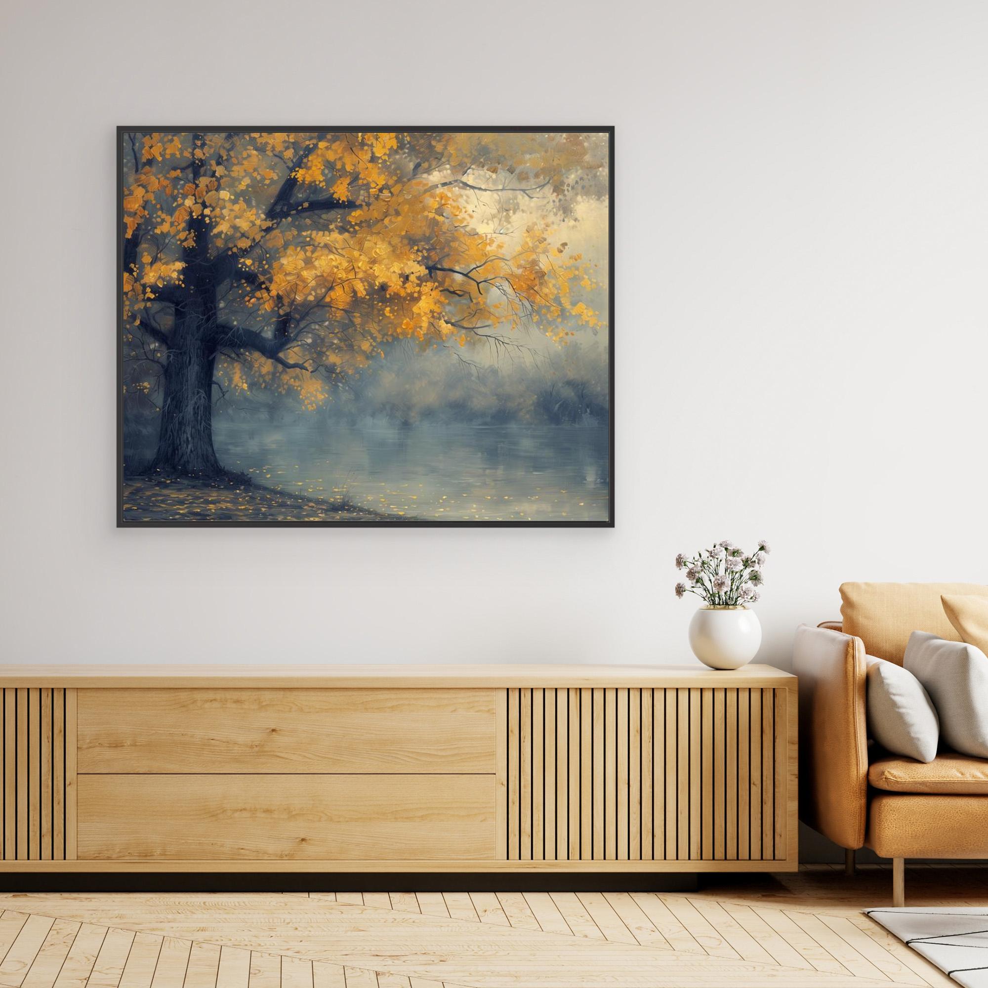 Autumn Lake Reflections Canvas - Impressionist Landscape Art