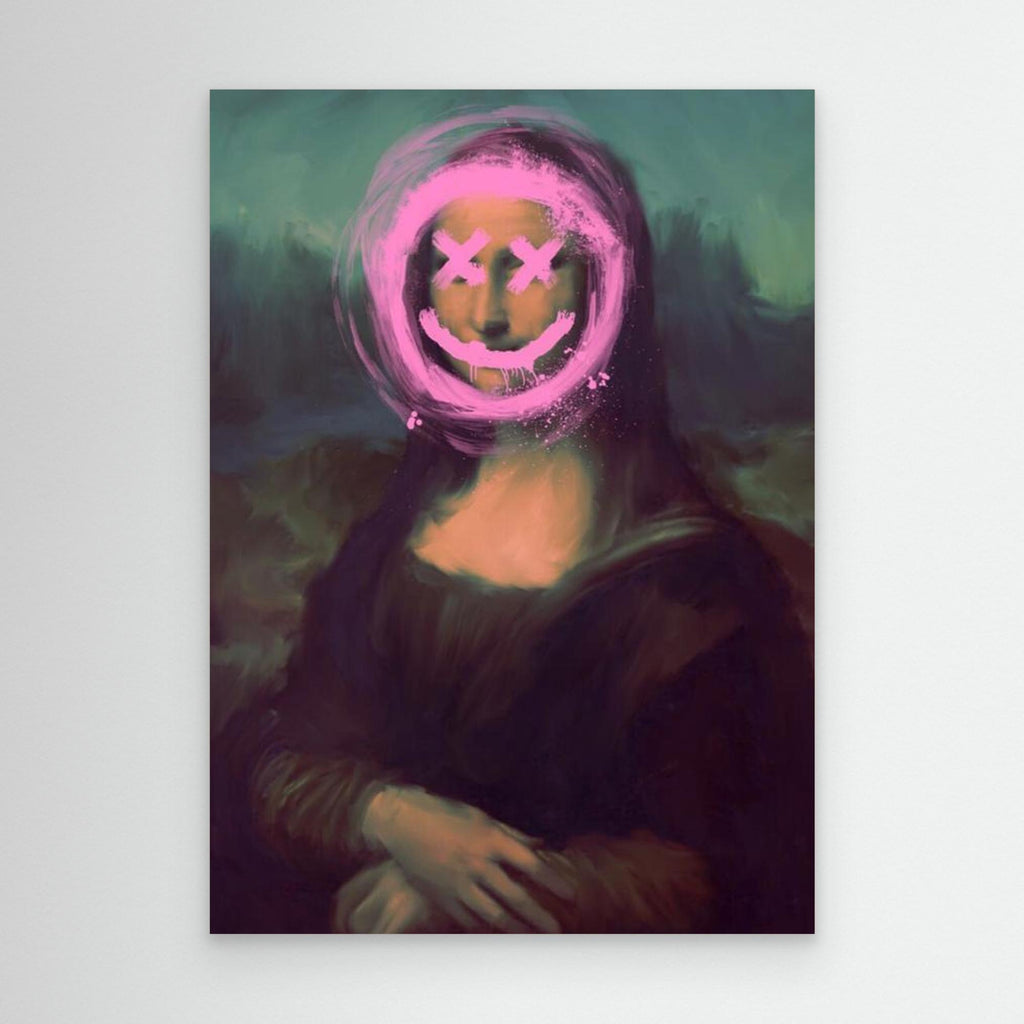 Neon Mona Lisa Street Art Canvas | Graffiti Pop Art Print - Framed Pop Art