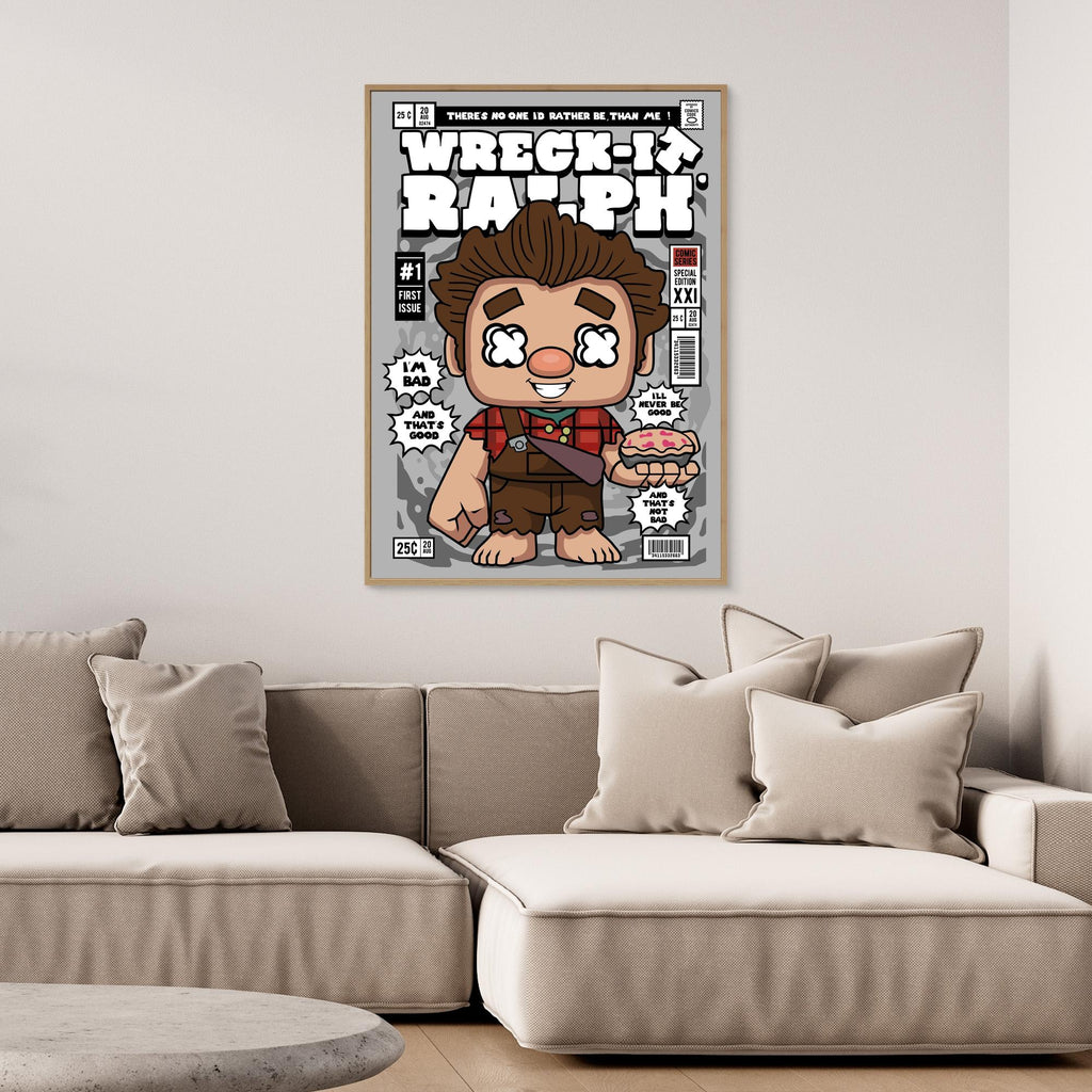 Funny Retro Comic Gamer Canvas Print for Hallway - Framed Pop Art