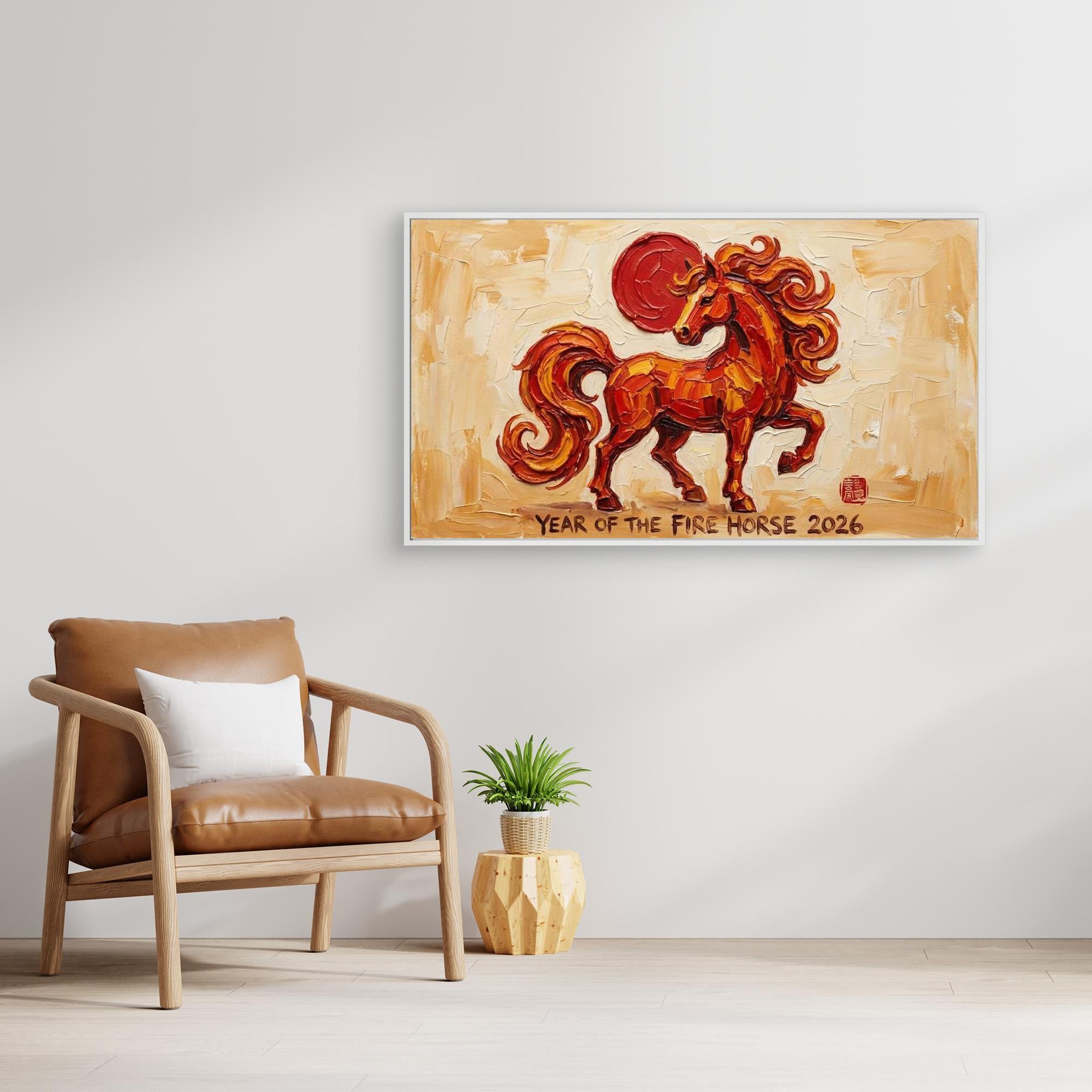 Year of the Fire Horse 2026 Canvas for Living Room - Framed Pop Art