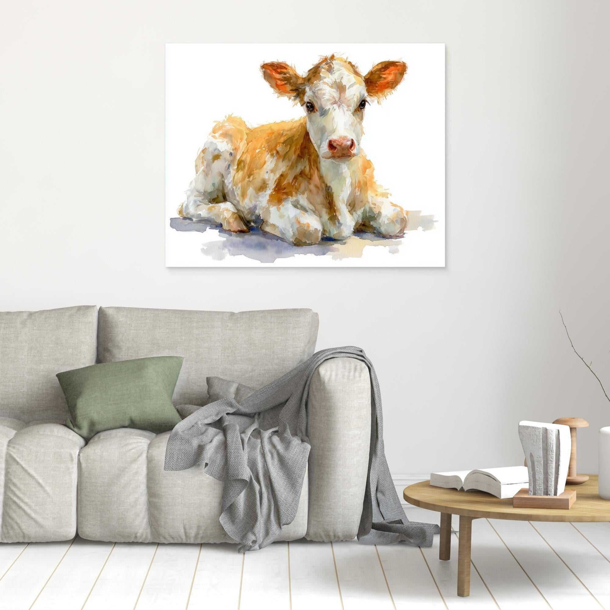 Cute Baby Calf Nursery Wall Art | Farmhouse Animal Decor - Framed Pop Art