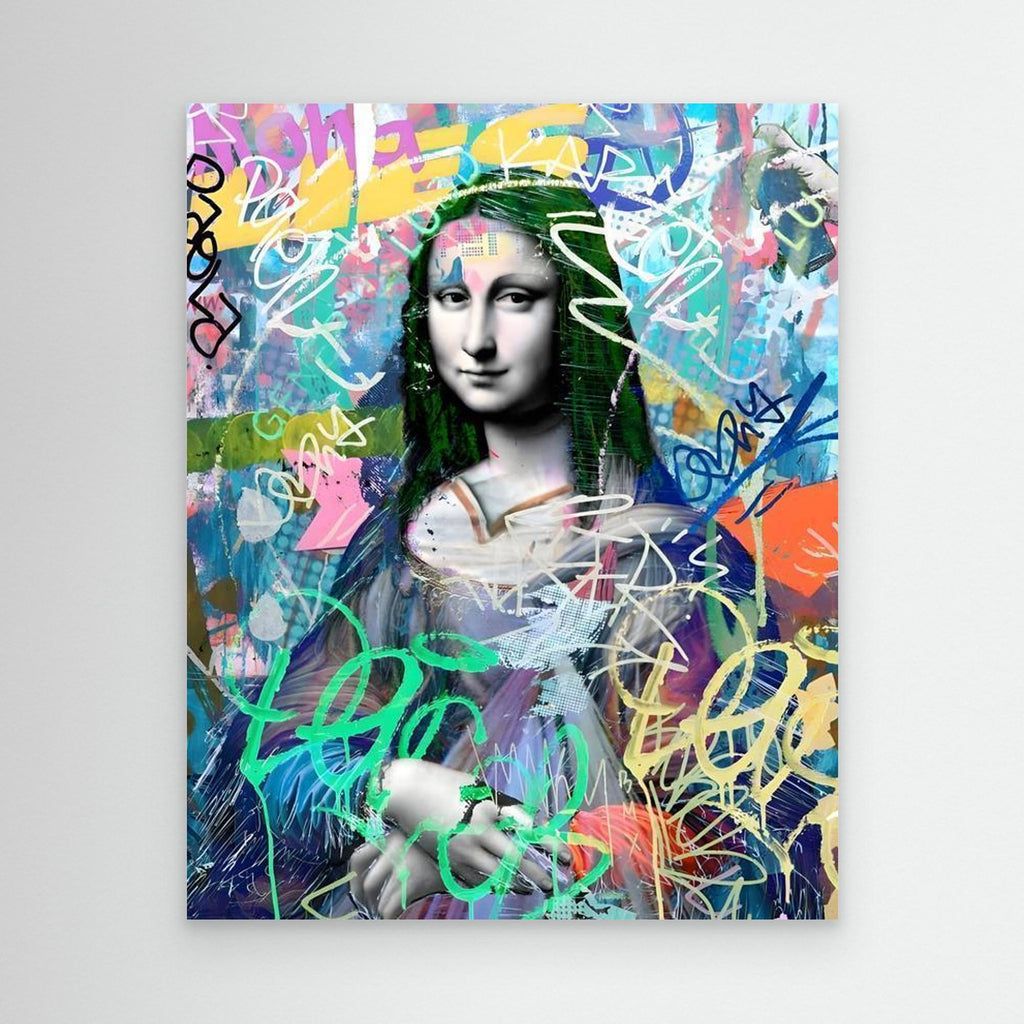 Mona Lisa Graffiti Street Art Canvas | Modern Pop Art Print - Framed Pop Art