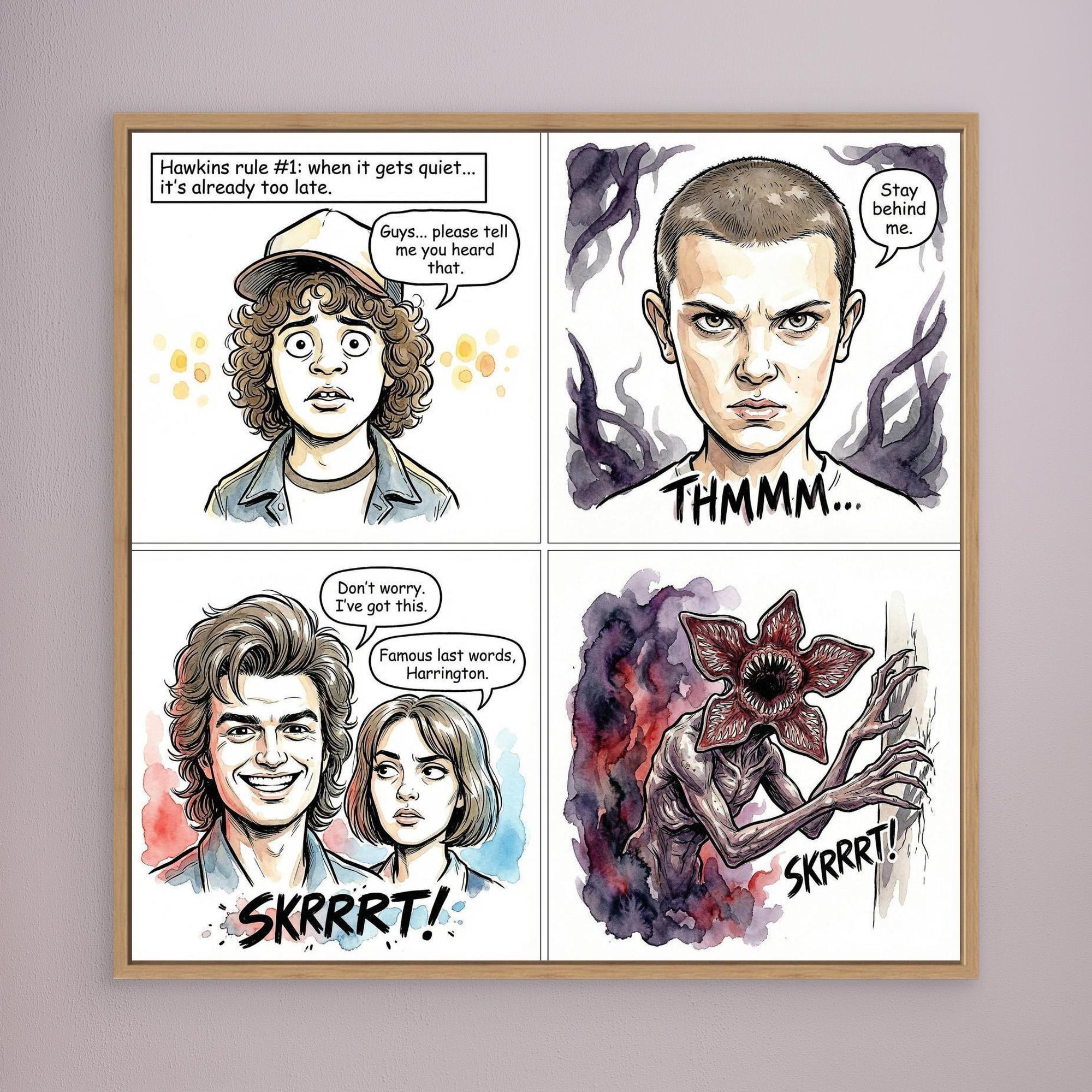 Stranger Things Fan Art Canvas | Hawkins Comic Print