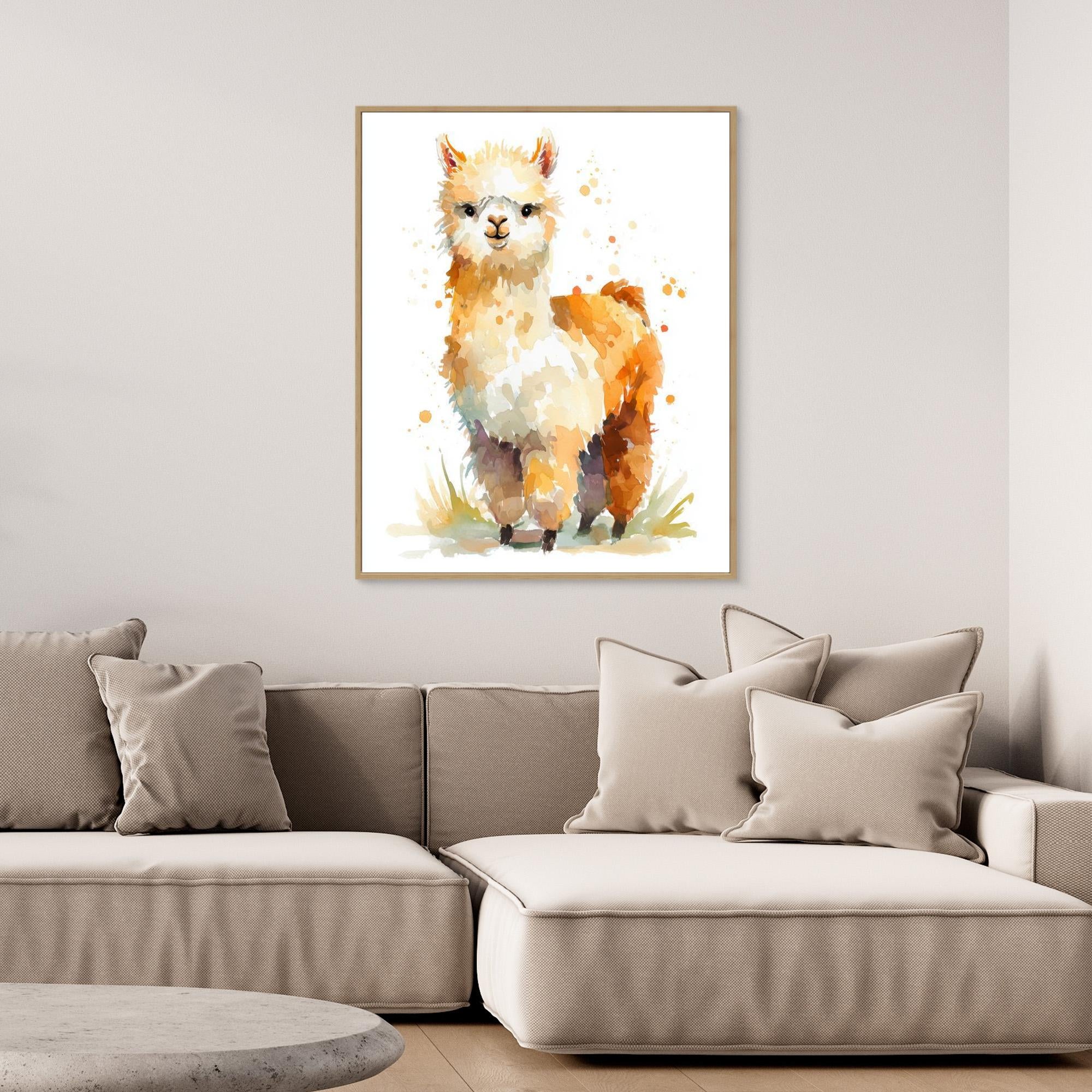 Cute Alpaca Watercolour Art | Scandi Nursery Decor - Framed Pop Art