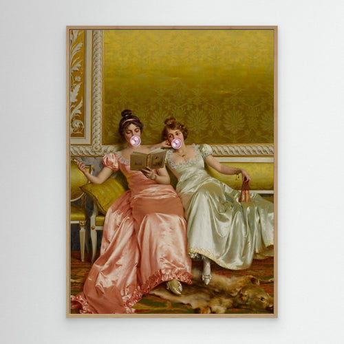 Altered Art Victorian Ladies Bubblegum Canvas Print - Framed Pop Art