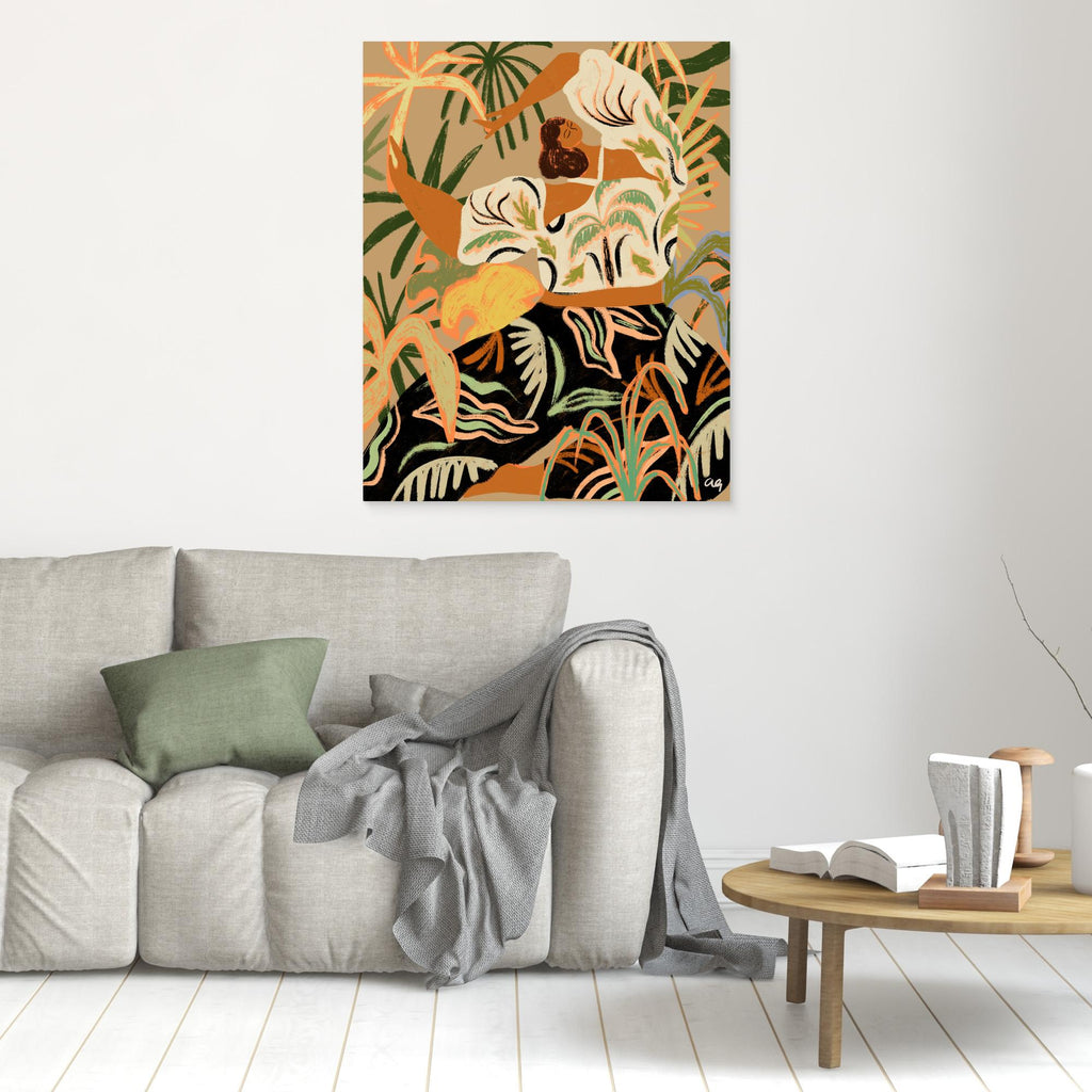Hallway Wall Art – Tropical Woman Dancing Canvas Print - Framed Pop Art