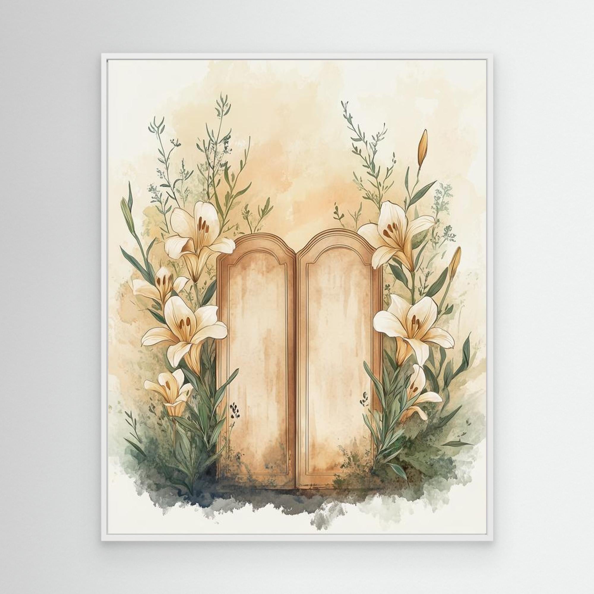 Vintage Lily & Arched Doorway Canvas Wall Art | UK Made