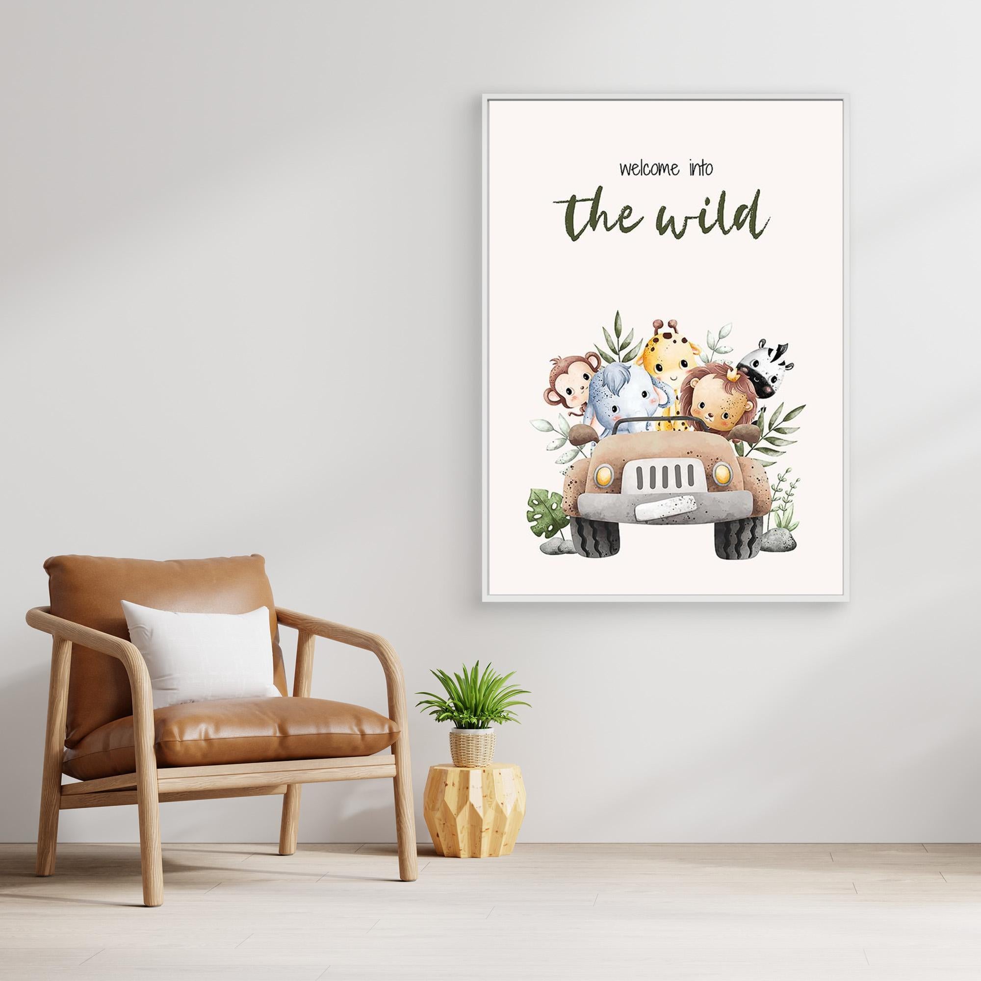 Welcome to the Wild Safari Nursery Wall Art Canvas - Framed Pop Art