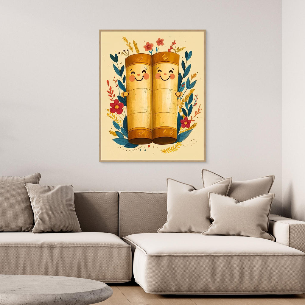 Cute Happy Scrolls Art Print | Whimsical Nursery Wall Decor - Framed Pop Art