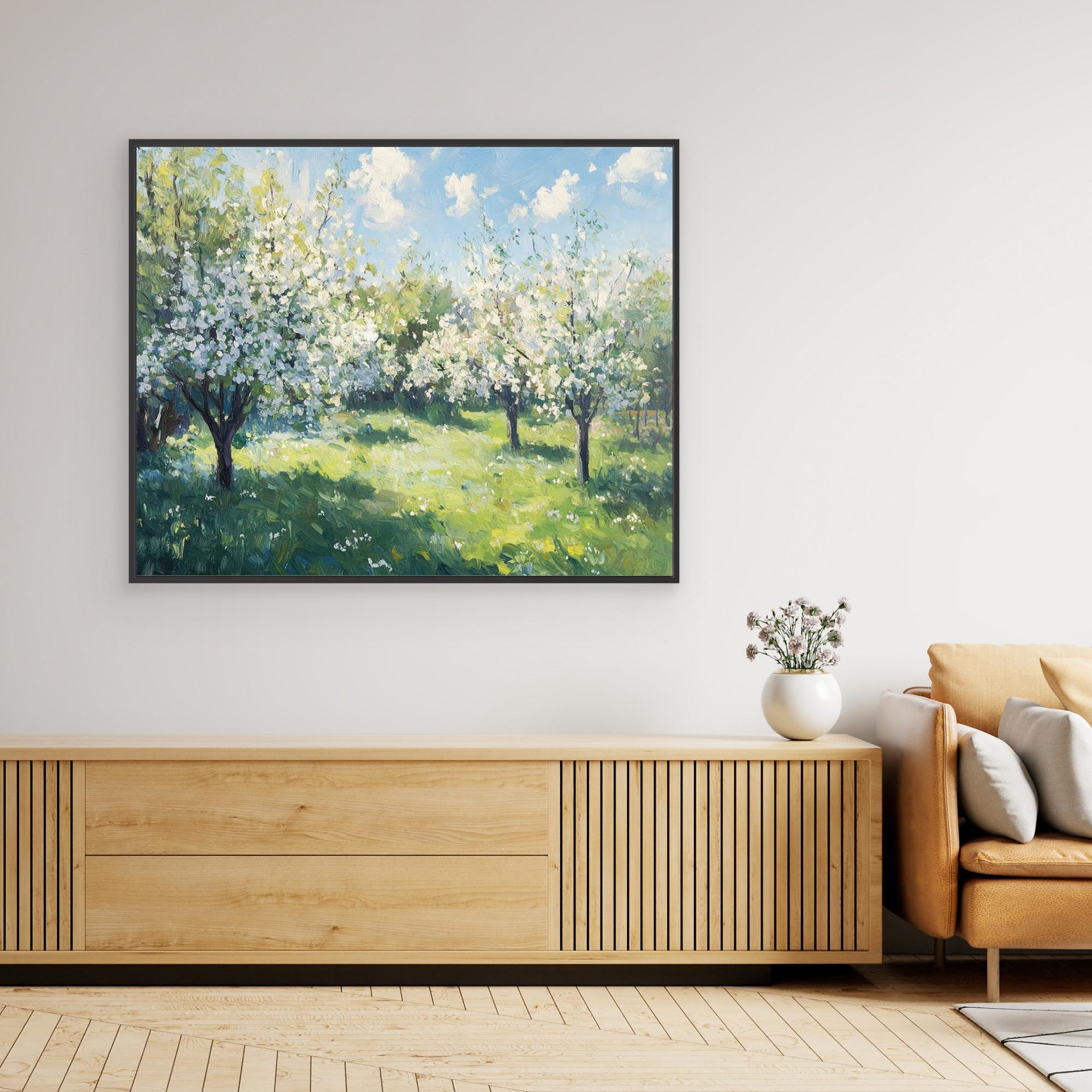 Spring Blossom Orchard Canvas Wall Art for Living Room