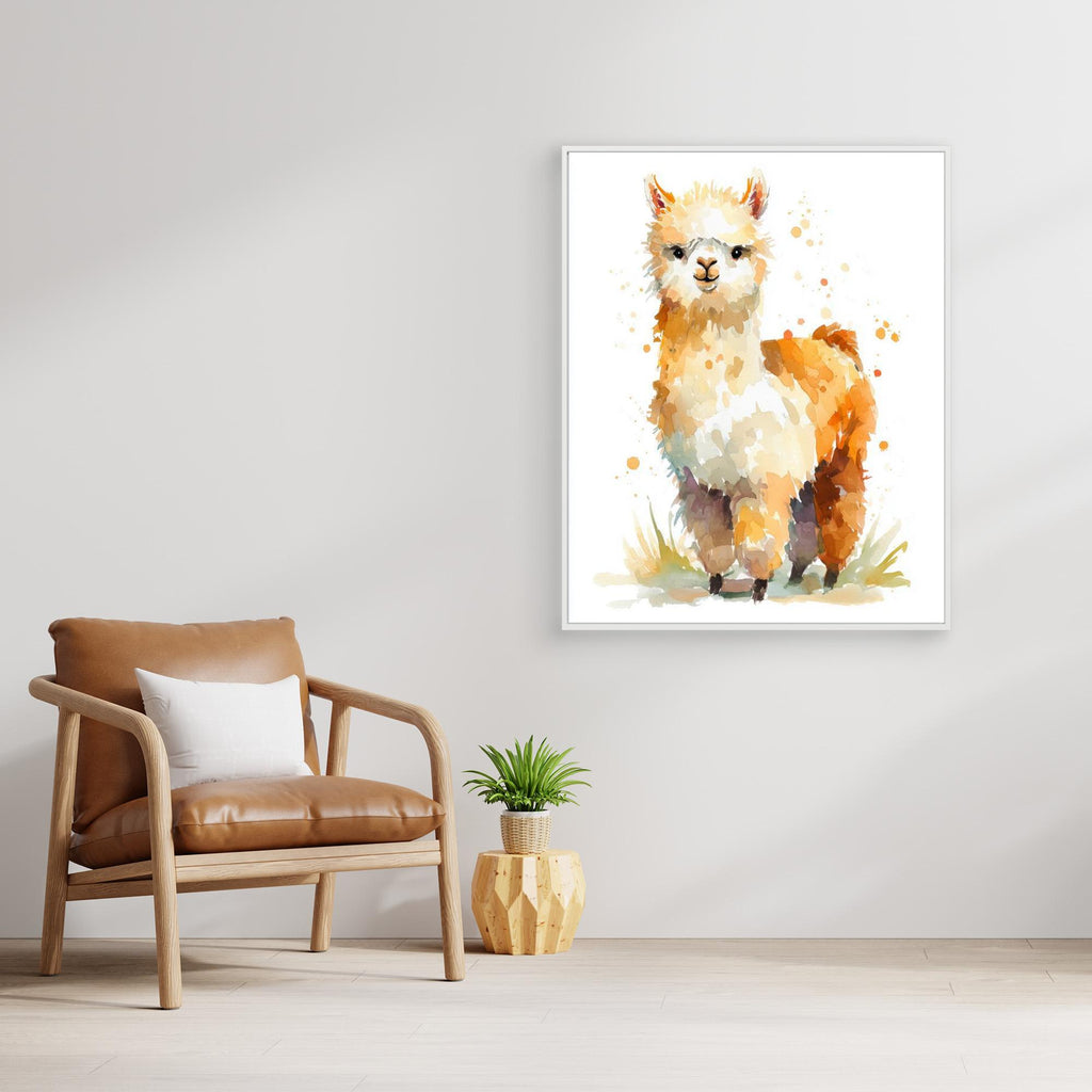 Cute Alpaca Watercolour Art | Scandi Nursery Decor - Framed Pop Art