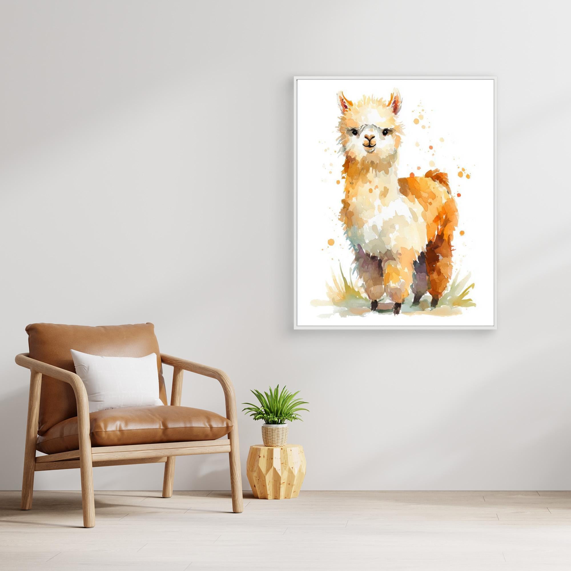 Cute Alpaca Watercolour Art | Scandi Nursery Decor - Framed Pop Art