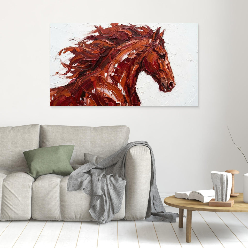 Fire Horse Canvas Print for Modern Hallway Wall Decor - Framed Pop Art