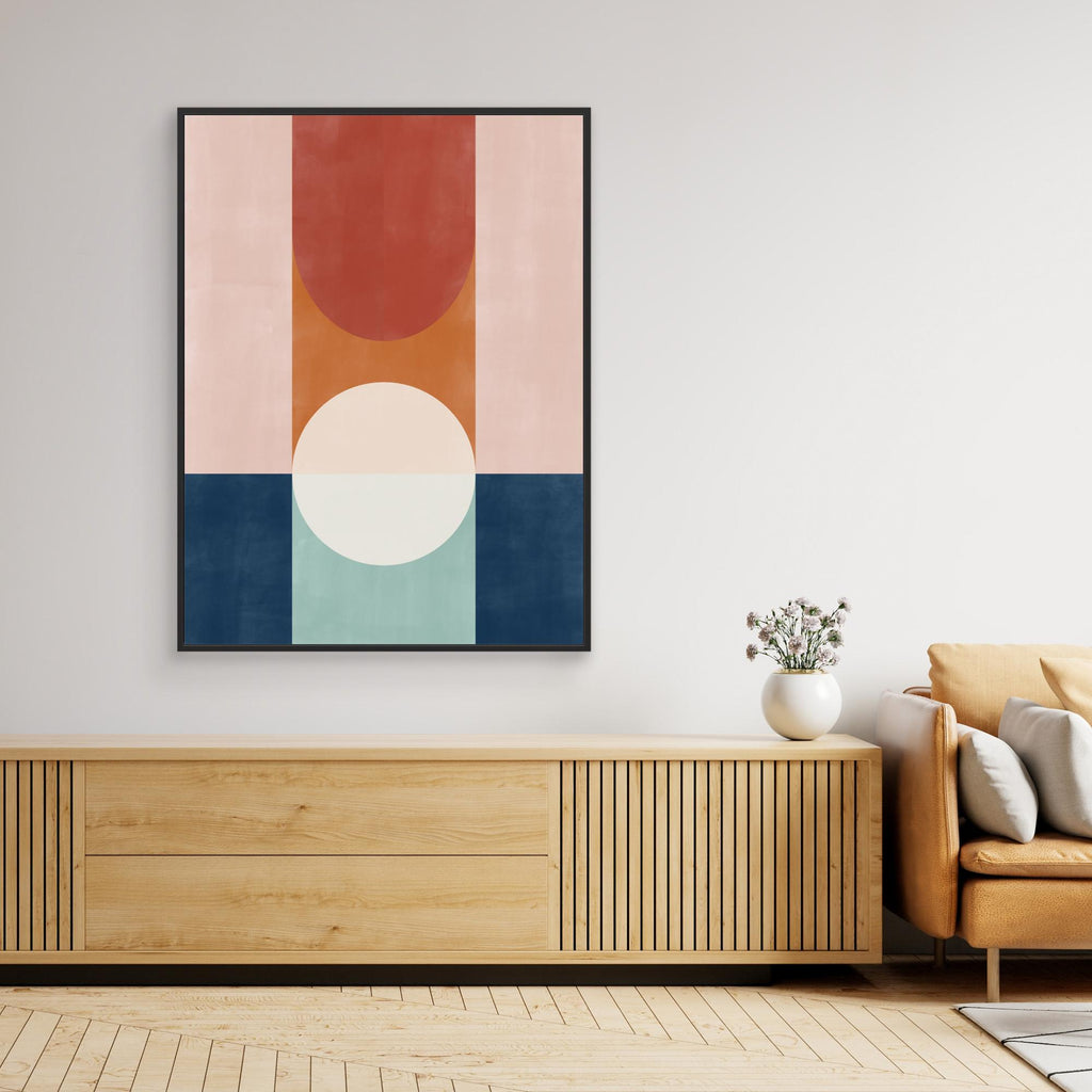 Modern Abstract Geometric Canvas – Hallway Wall Art - Framed Pop Art