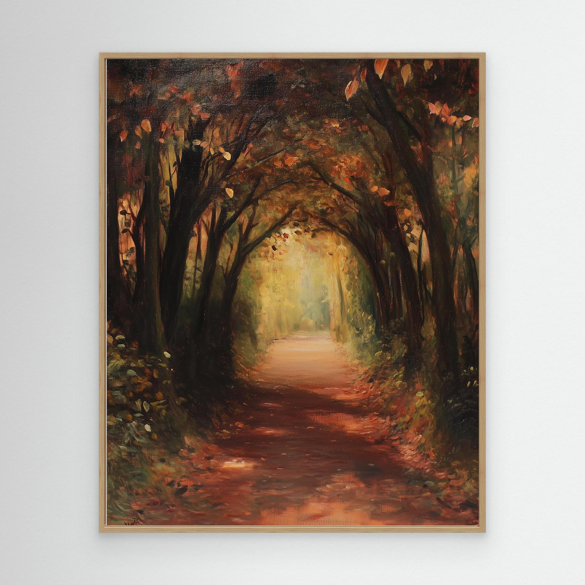 Hallway Autumn Woodland Path Canvas Wall Art Print - Framed Pop Art
