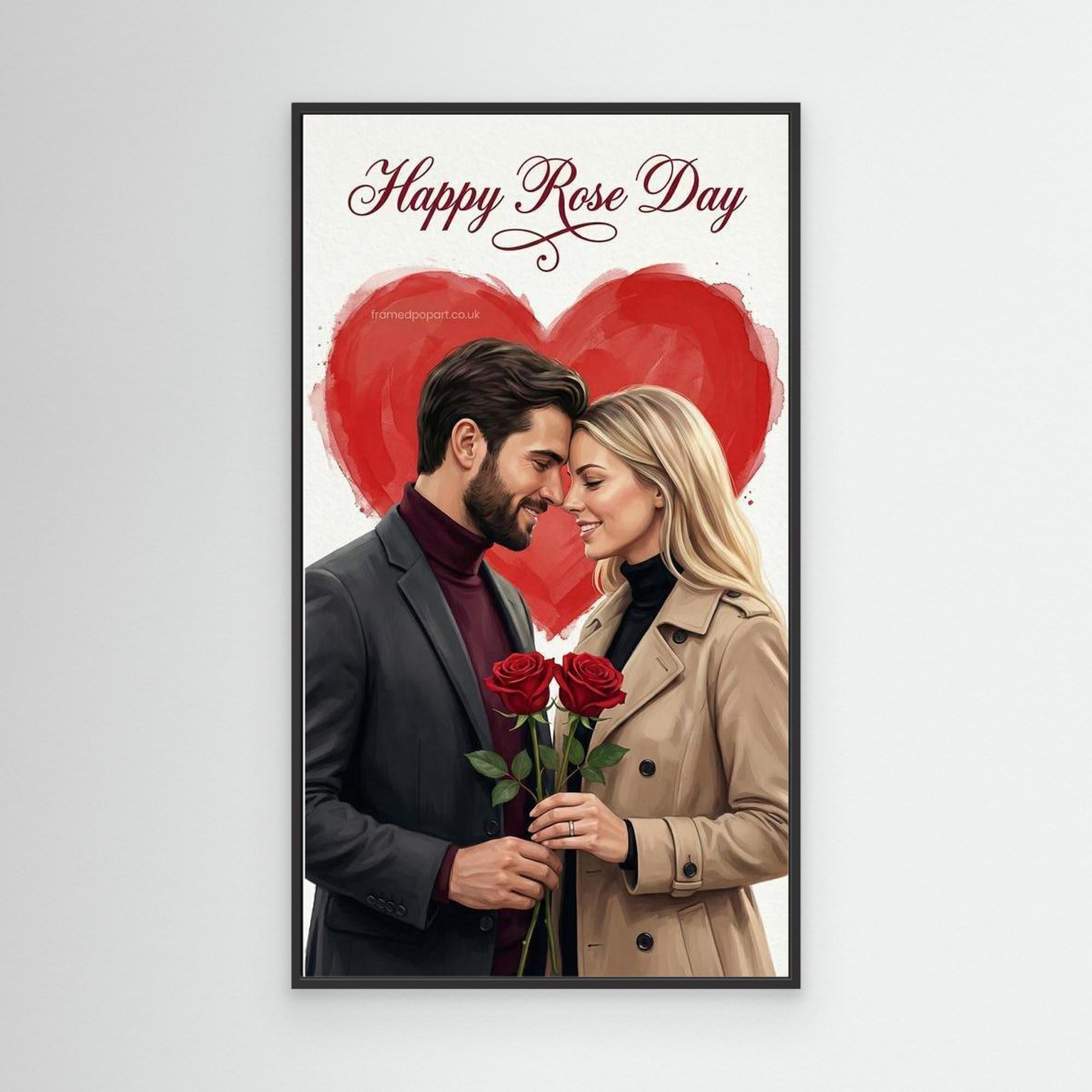 Custom Rose Day Couple Portrait | Personalised Canvas Art