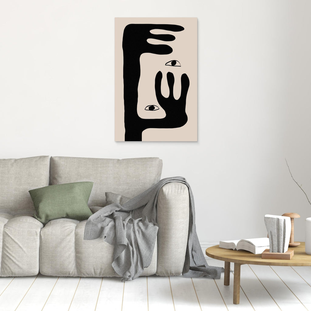 Abstract Face Hallway Wall Art – Minimalist Framed Canvas - Framed Pop Art