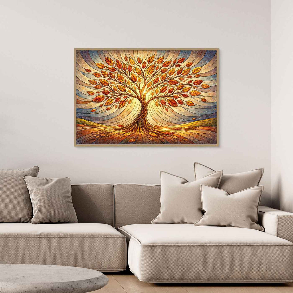 Tree of Life Wall Art | Autumn Leaves Living Room Decor