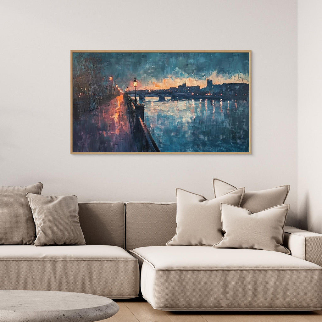 Maidstone Riverfront & Bridges Evening Canvas Print