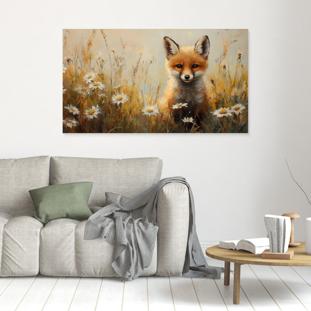 Fox Cub Nursery Wall Art | Woodland Animal Framed Canvas
