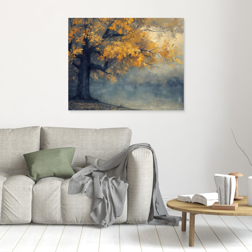 Autumn Lake Reflections Canvas - Impressionist Landscape Art
