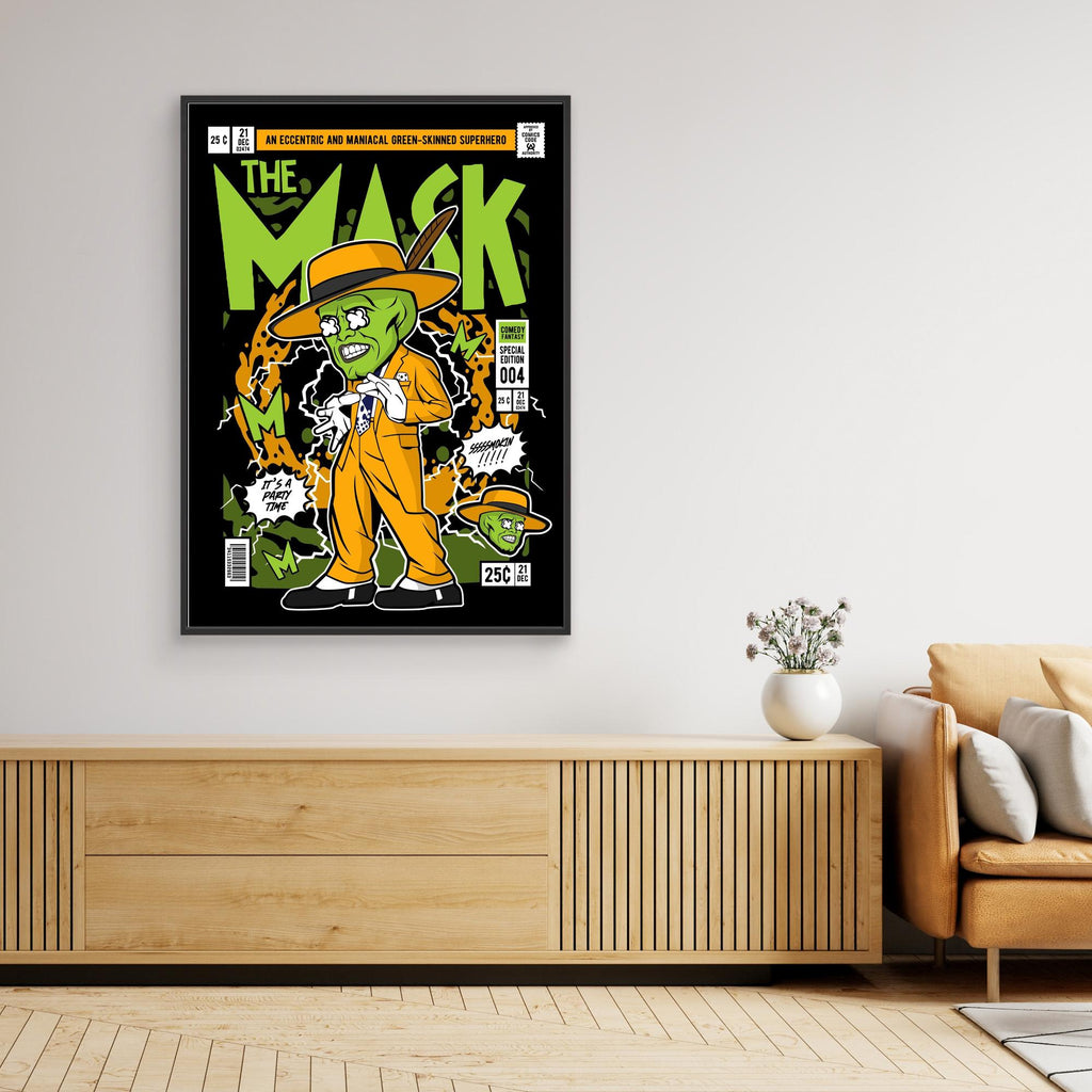 Mask-Inspired Comic Wall Art for Man Caves & Bars - Framed Pop Art