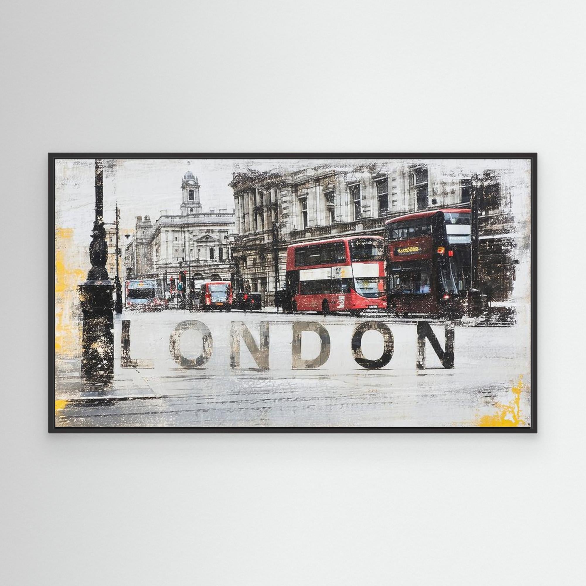 London Cityscape Red Bus Canvas Art