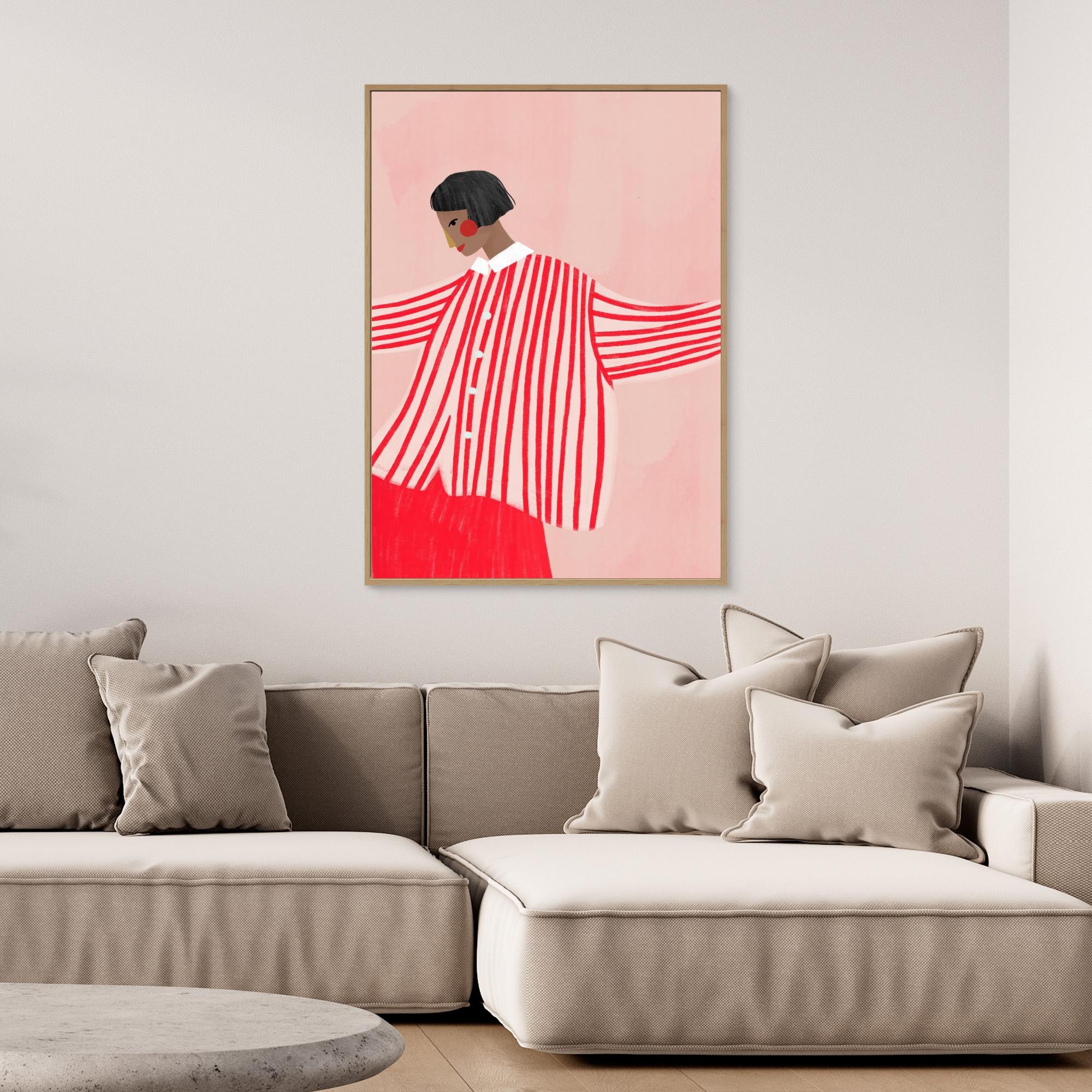 Playful Pink & Red Illustration Wall Art | Chic Bedroom Decor - Framed Pop Art
